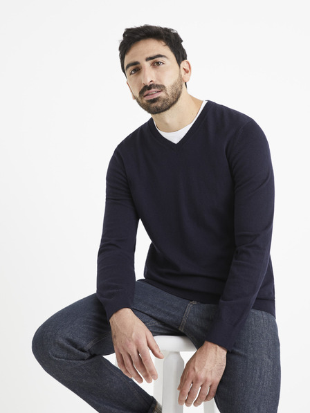 Celio Temno moder pulover Celio Veviflex