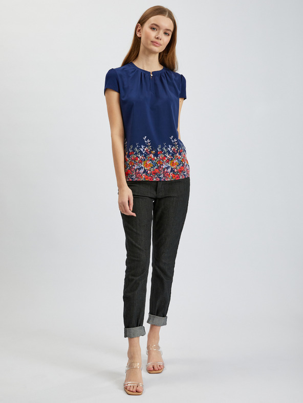 Orsay Temno modra ženska cvetlična bluza ORSAY