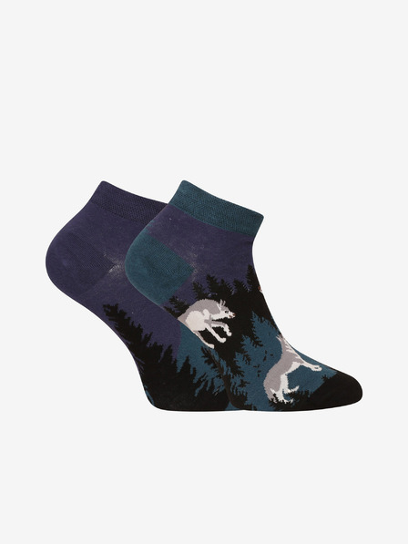 Dedoles Črno-modre unisex vesele nogavice Dedoles Volk s polno luno
