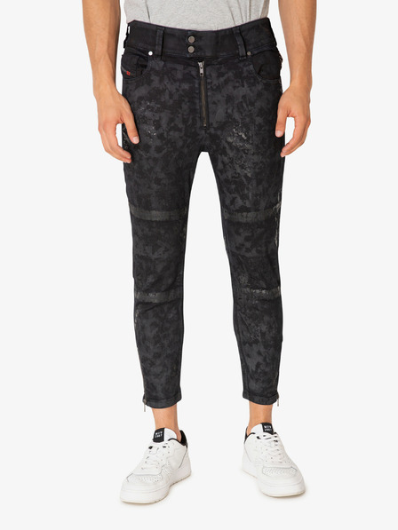 Diesel Diesel Shibuia moške črne vzorčaste obrezane slim fit kavbojke