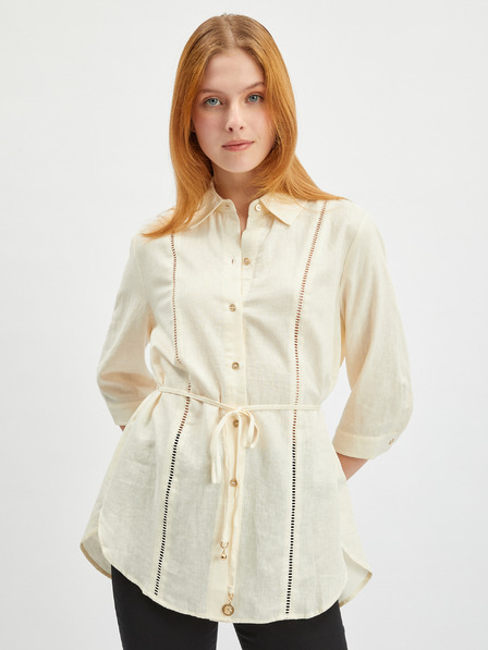 Orsay Krem ženska lanena bluza ORSAY