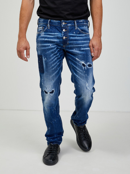 DSQUARED2 Modre moške kavbojke ravnega kroja DSQUARED2