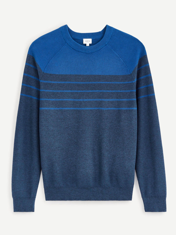 Celio Modri moški črtasti pulover Celio Depicray