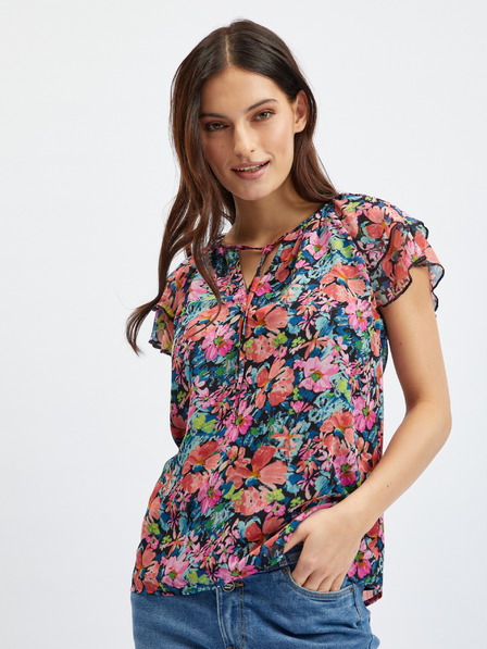 Orsay Rdeče-črna ženska cvetlična bluza ORSAY
