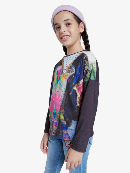 Desigual Desigual Tulancingo črna dekliška majica z vzorcem