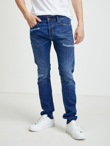 Diesel Modre moške slim fit kavbojke z raztrganim učinkom Diesel Tepphar