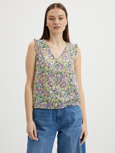 ONLY Vijolična in rumena cvetlična bluza ONLY Gerda