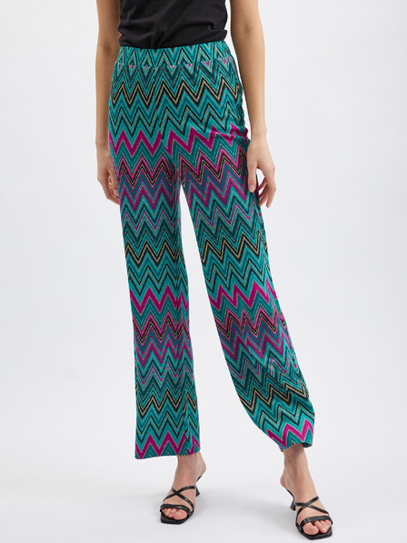 Orsay Rožnato-zelene ženske vzorčaste hlače ORSAY