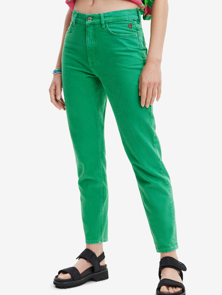 Desigual Zelene ženske kavbojke ravnega kroja Desigual Navel