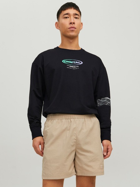 Jack & Jones Črna moška majica Jack & Jones z digitalnim potiskom