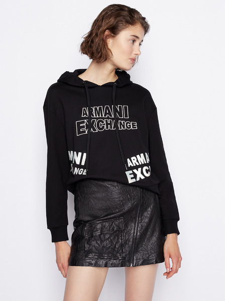 Armani Exchange Črna ženska majica s kapuco Armani Exchange