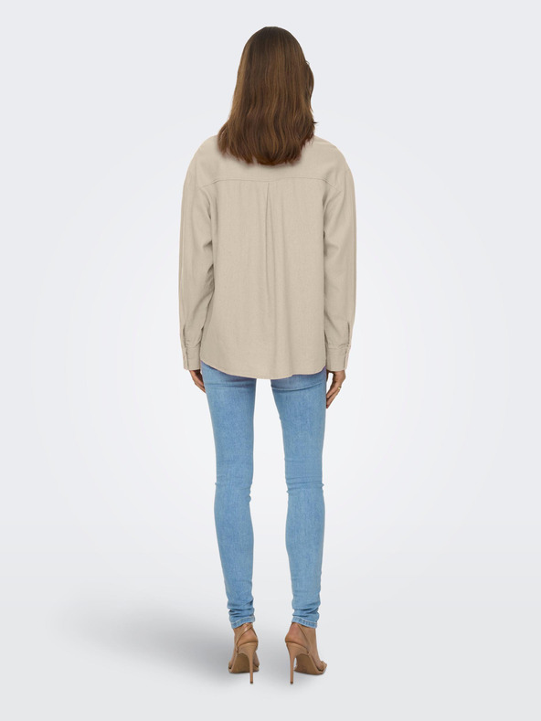 ONLY Bež ženska lanena srajca ONLY Caro