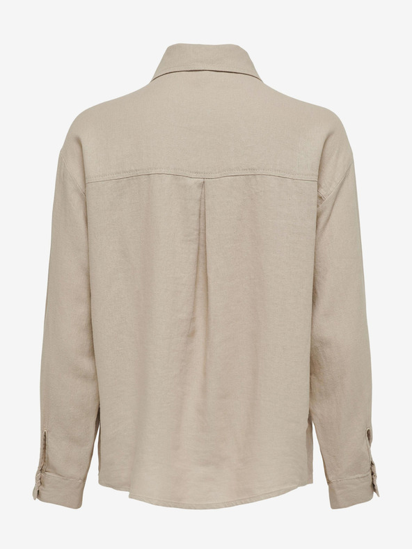 ONLY Bež ženska lanena srajca ONLY Caro