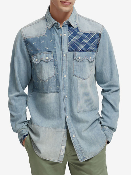 Scotch & Soda Svetlomodra moška srajca iz džinsa z vzorcem Scotch & Soda