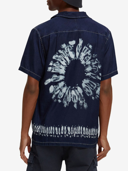 Scotch & Soda Temno modra moška srajca iz džinsa s potiskom Scotch & Soda