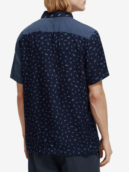 Scotch & Soda Temno modra moška vzorčasta majica s kratkimi rokavi Scotch & Soda