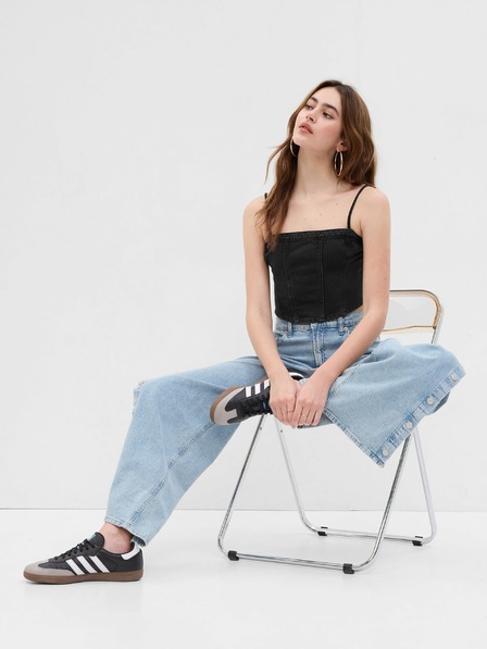 GAP Džínsový korzetový crop top GAP