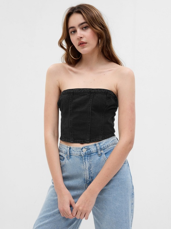 GAP Džínsový korzetový crop top GAP