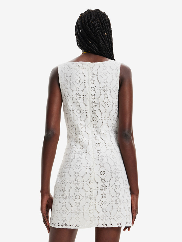 Desigual Desigual Newcastle žensko čipkasto obleko krem barve