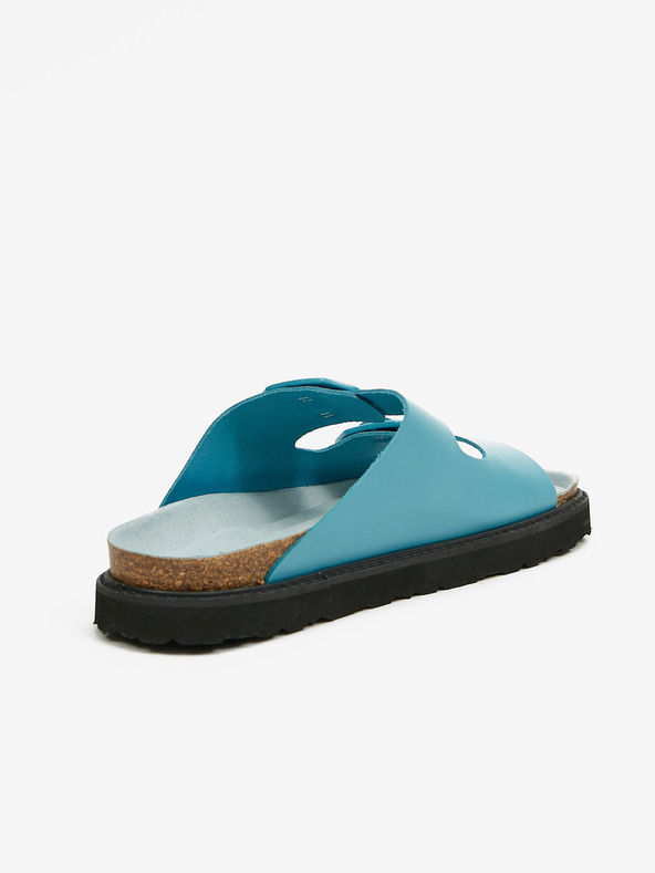 Ojju Turkizni ženski usnjeni copati na platformi OJJU