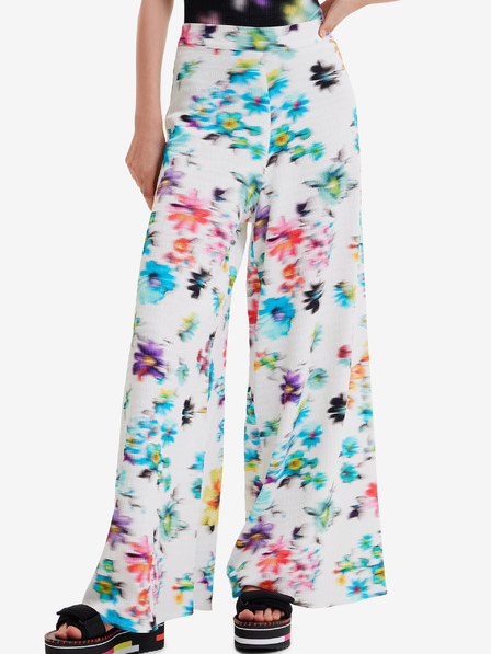 Desigual Bele Desigual Daniela ženske hlače s cvetjem