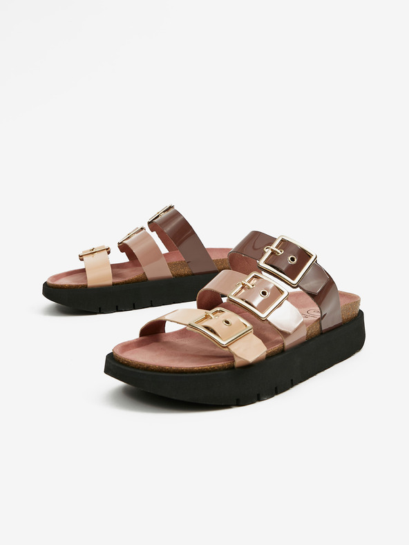 Ojju Vijolični in bež ženski copati na platformi OJJU