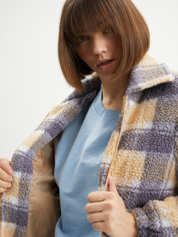 O'Neill Siva in oranžna jopa iz flisa z zapenjanjem na zadrgo O'Neill Check