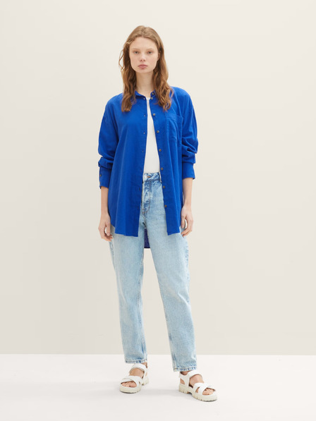 Tom Tailor Denim Modra ženska platnena srajca Tom Tailor Denim