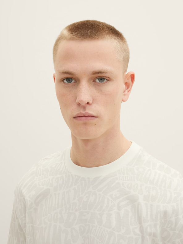 Tom Tailor Denim Kremasta moška vzorčasta majica Tom Tailor Denim