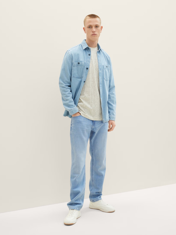 Tom Tailor Denim Kremasta moška vzorčasta majica Tom Tailor Denim