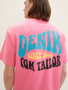 Tom Tailor Denim Roza moška majica Tom Tailor Denim s potiskom na hrbtni strani