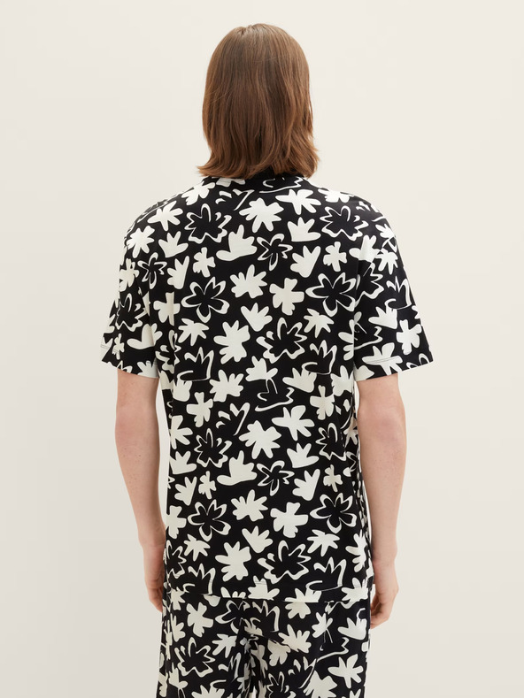 Tom Tailor Denim Bela in črna moška majica z vzorcem Tom Tailor Denim