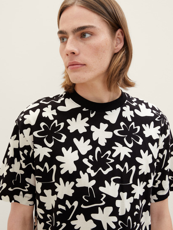 Tom Tailor Denim Bela in črna moška majica z vzorcem Tom Tailor Denim