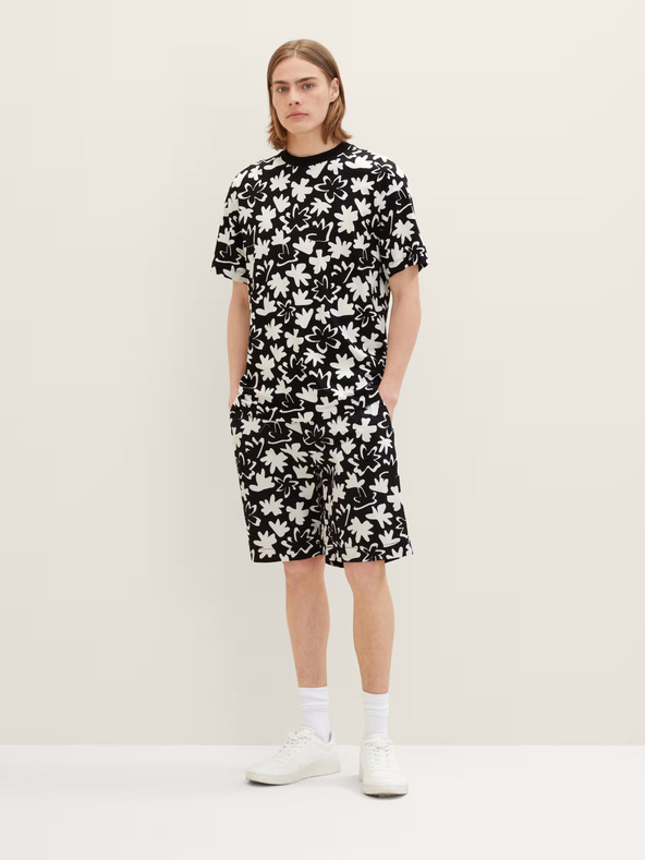 Tom Tailor Denim Bela in črna moška majica z vzorcem Tom Tailor Denim