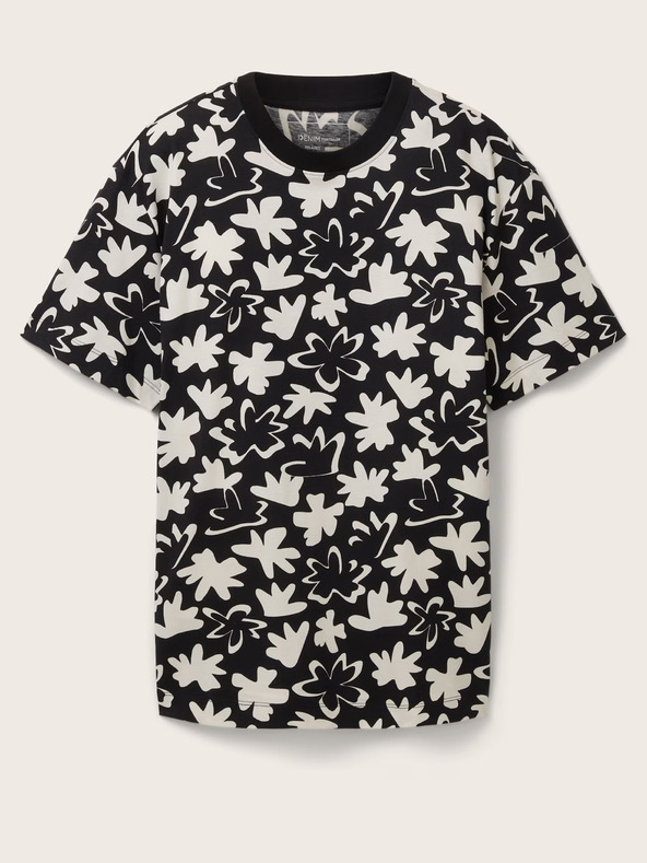 Tom Tailor Denim Bela in črna moška majica z vzorcem Tom Tailor Denim