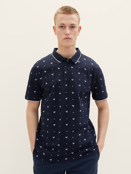 Tom Tailor Denim Temno modra moška vzorčasta polo majica Tom Tailor Denim