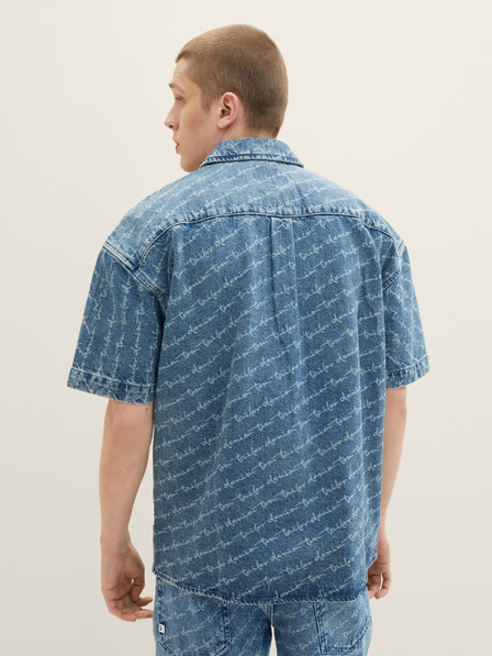 Tom Tailor Denim Modra moška srajca iz vzorčastega džinsa Tom Tailor Denim