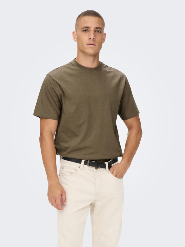 ONLY & SONS Rjava osnovna majica ONLY & SONS Fred