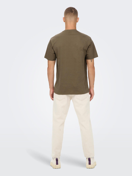 ONLY & SONS Rjava osnovna majica ONLY & SONS Fred