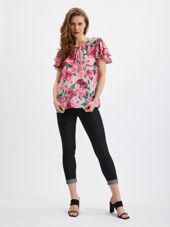 Orsay Rožnata ženska cvetlična bluza ORSAY