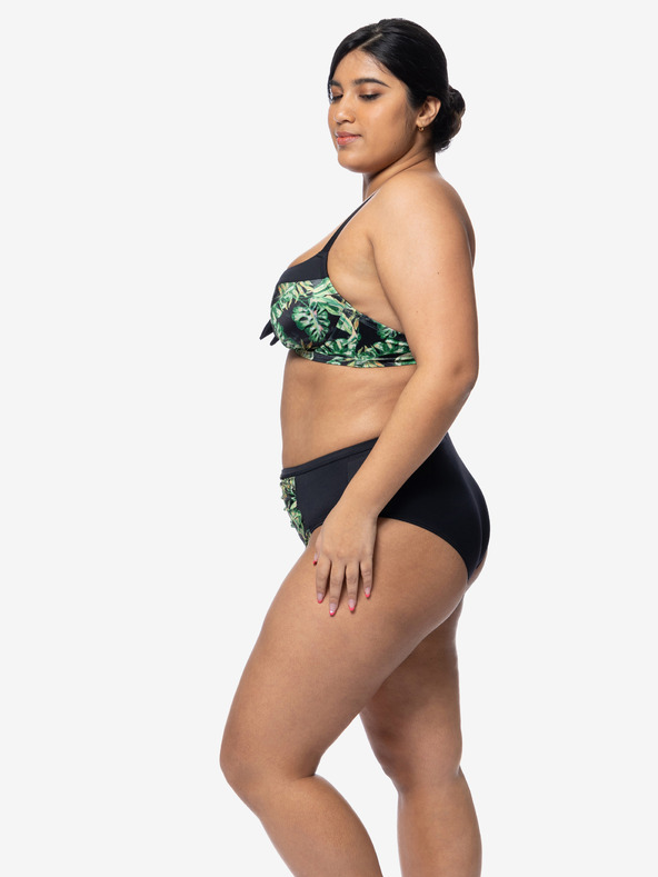 DORINA Črno-zelena majica ženskih kopalk z vzorcem DORINA Kano