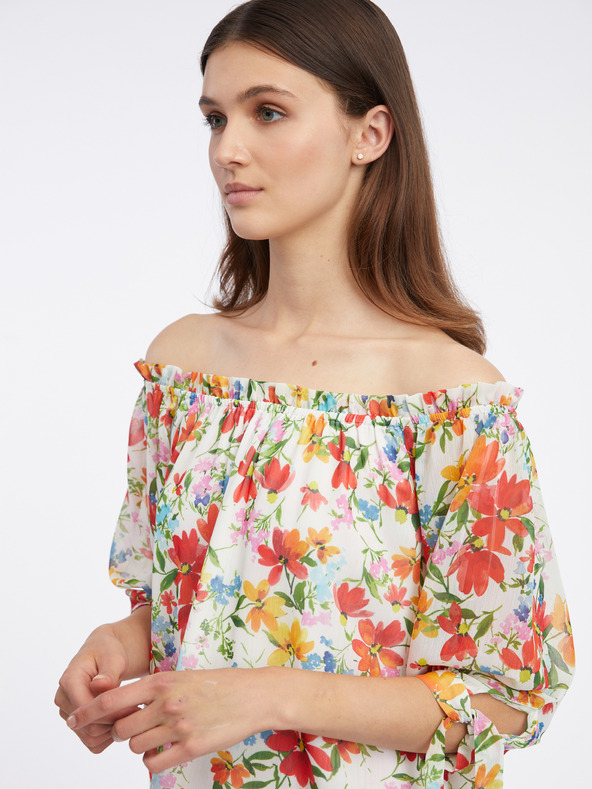 Orsay Rdeče-krem ženska cvetlična bluza ORSAY