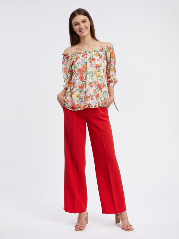 Orsay Rdeče-krem ženska cvetlična bluza ORSAY