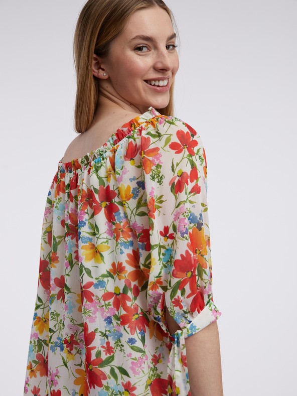 Orsay Rdeče-krem ženska cvetlična bluza ORSAY