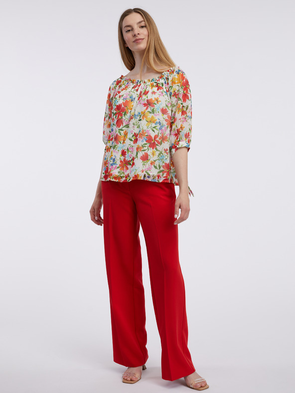 Orsay Rdeče-krem ženska cvetlična bluza ORSAY