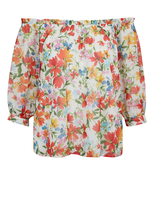 Orsay Rdeče-krem ženska cvetlična bluza ORSAY