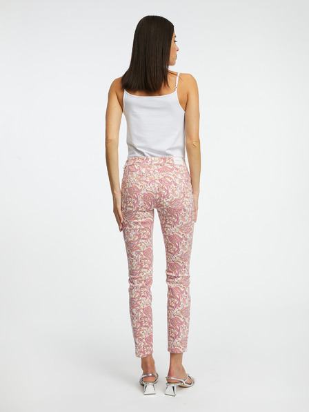 Orsay Rožnate ženske vzorčaste slim fit kavbojke ORSAY