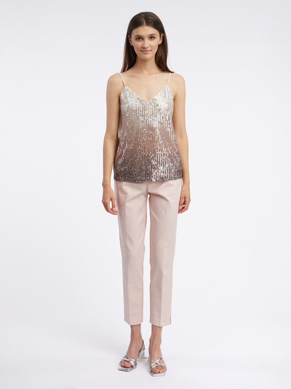 Orsay Bež ženski cvetlični top z bleščicami ORSAY