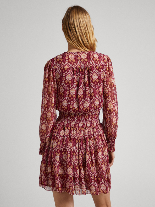 Pepe Jeans Rdeča ženska vzorčasta obleka Pepe Jeans Gala