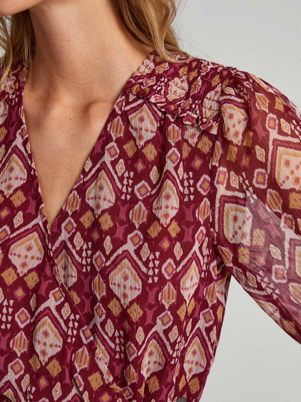 Pepe Jeans Rdeča ženska vzorčasta obleka Pepe Jeans Gala